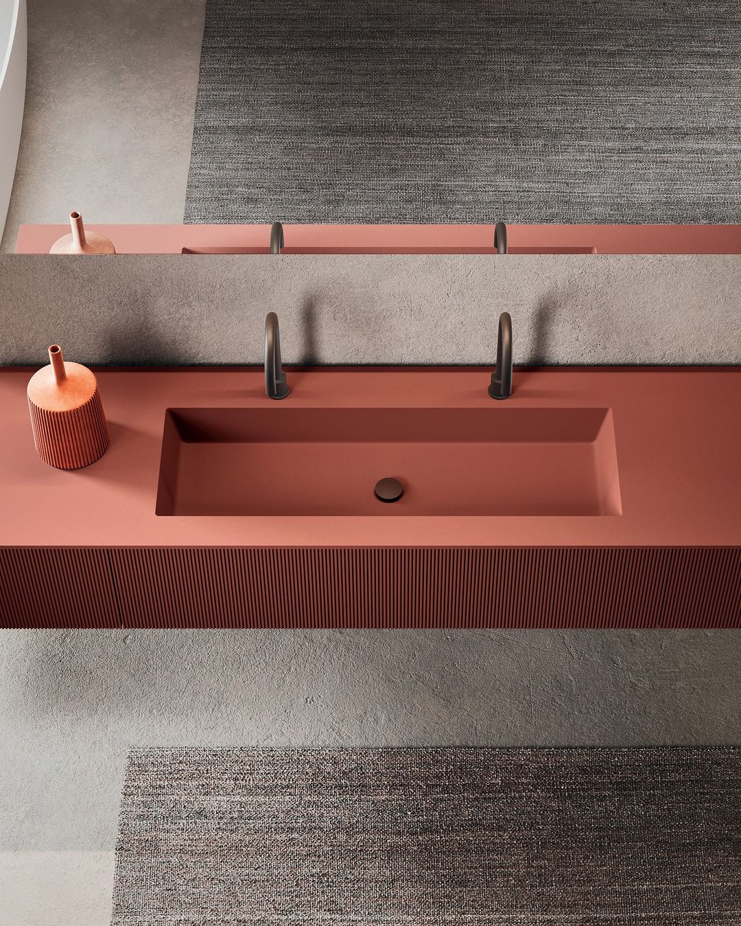 Mobiletto bagno rosso