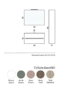 Mobile bagno 90 Cm - EASY CANNETTATO - Composizione 3
